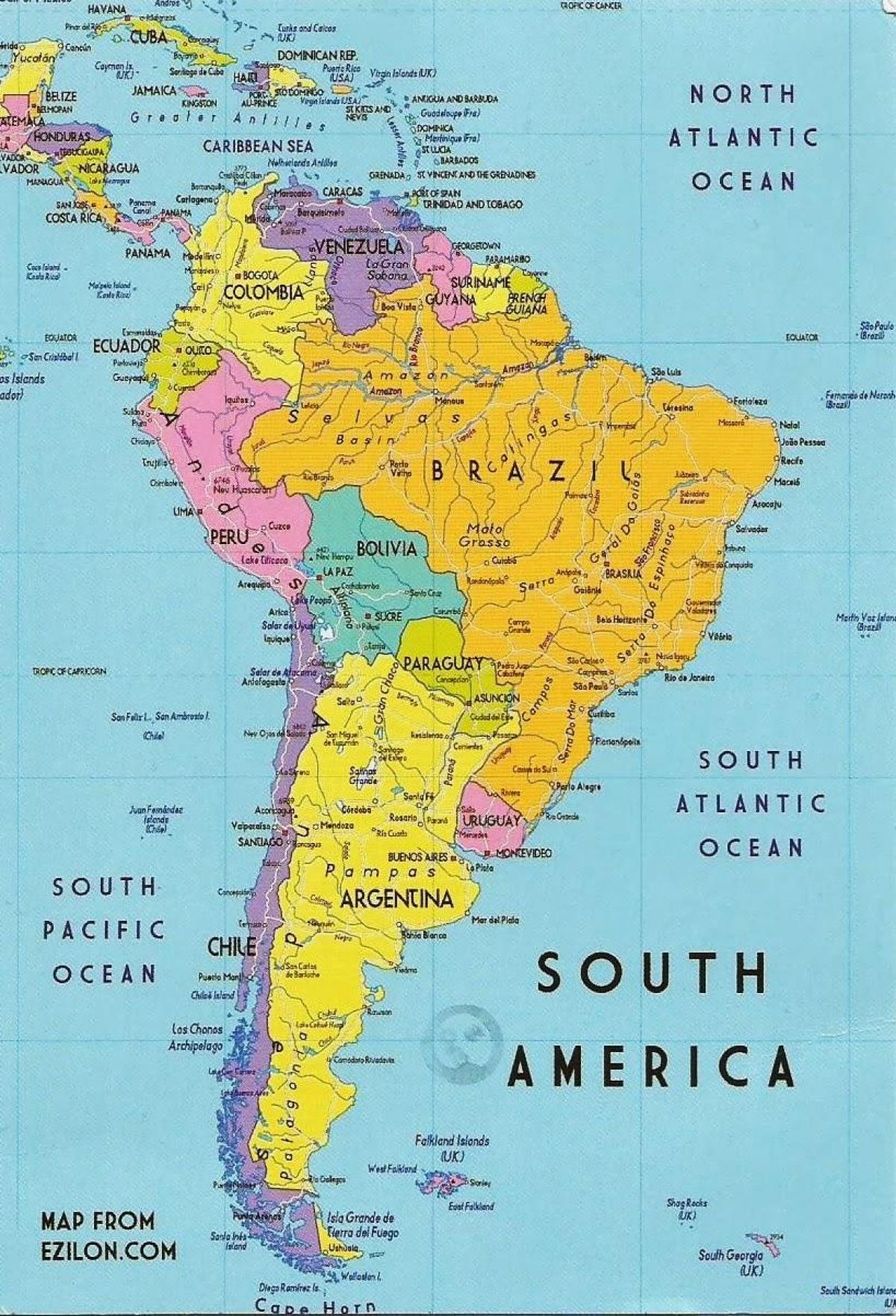 რუკა Guyana სამხრეთ ამერიკა 