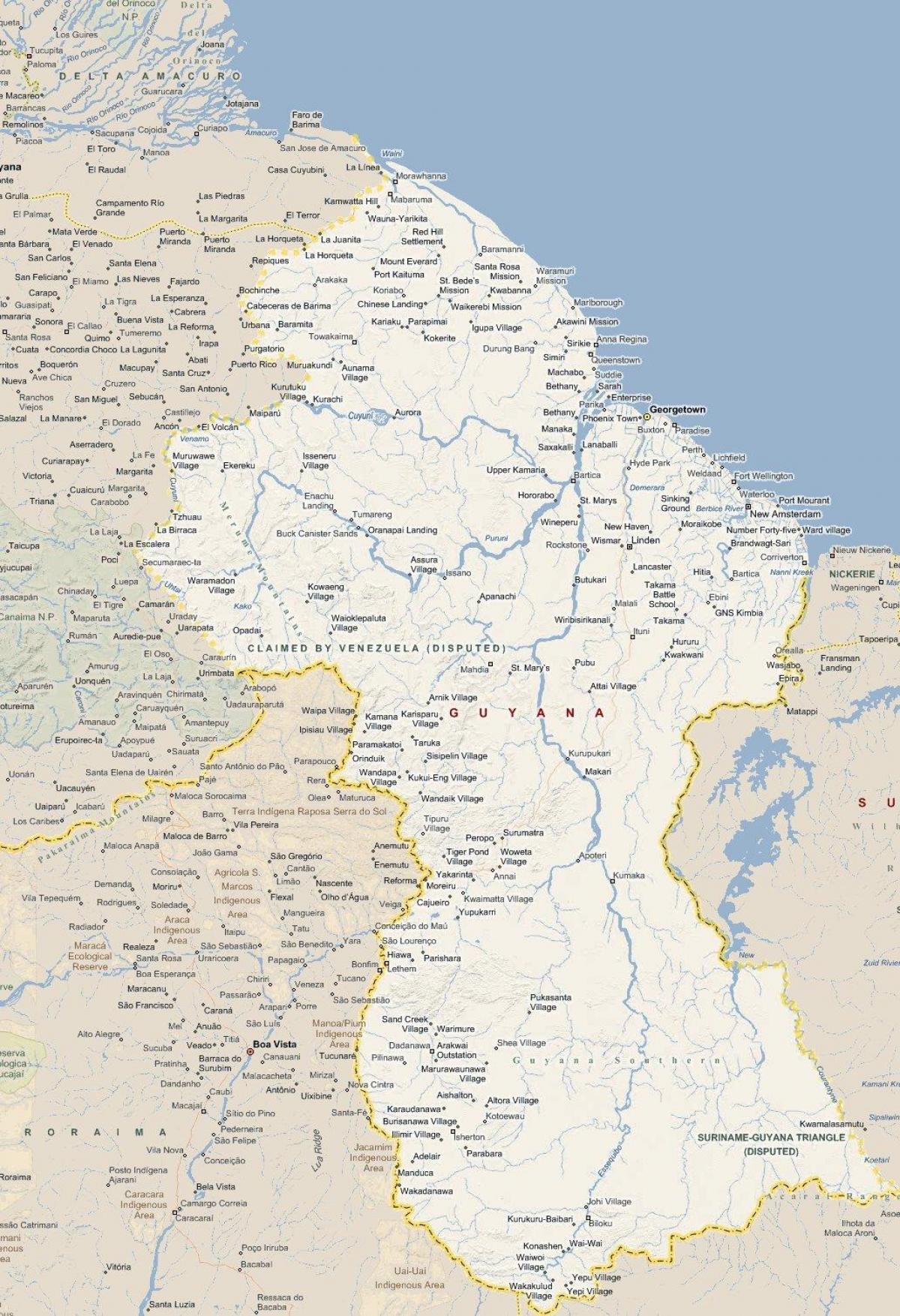 map დეტალური რუკა Guyana