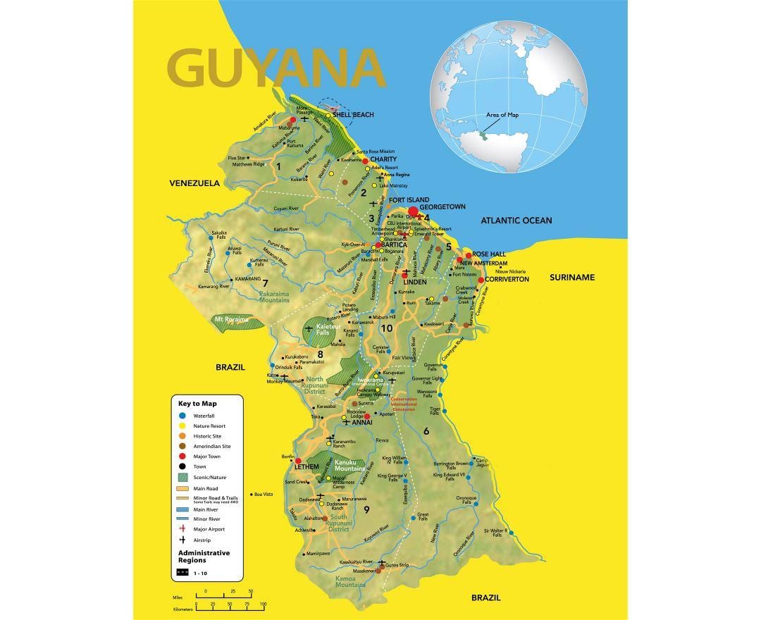 რუკა Guyana მდებარეობა რუკაზე