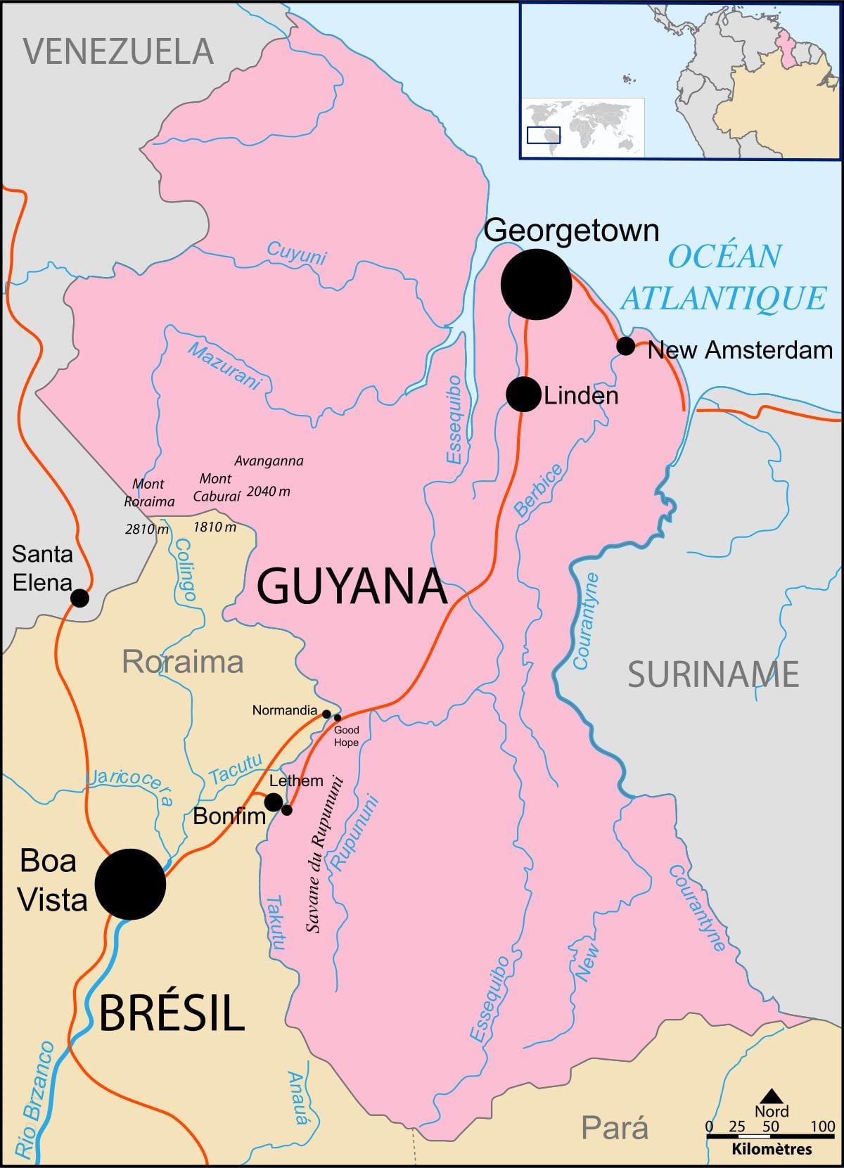 რუკა Guyana მდებარეობა მსოფლიო