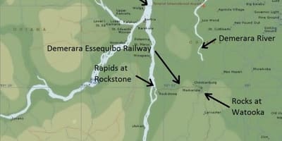 რუკა essequibo სანაპიროზე Guyana