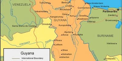 რუკა Guyana პოლიტიკური 